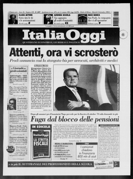 Italia oggi : quotidiano di economia finanza e politica